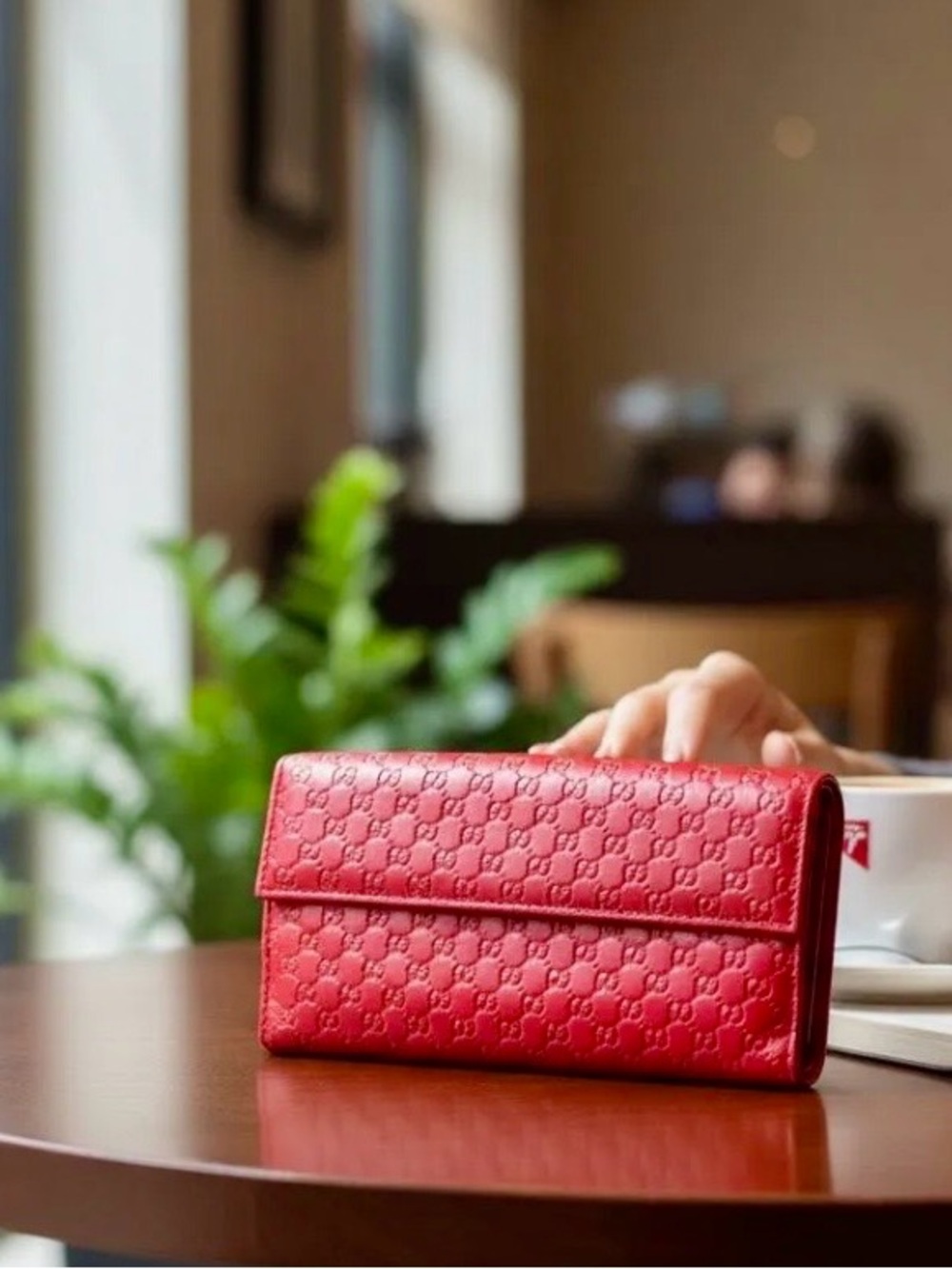 GUCCI Microguccissima Red Leather Continental Long Bifold Wallet Comes with COA.